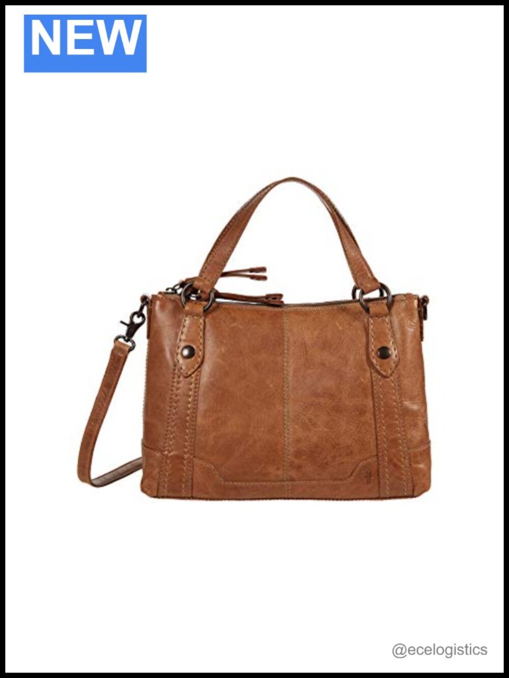 Leather Crossbody Bag with Double Zip & Pockets